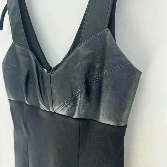 Boston Proper Faux Leather Bodice Black Party Dress, size 2 - Picture 4 of 12